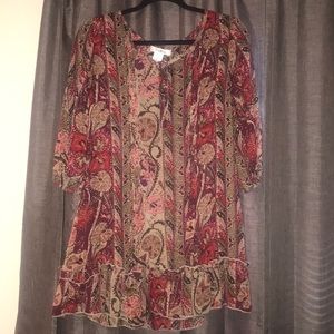 pinkey brand paisley sheer blouse